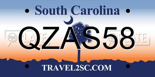 QZAS58 South Carolina License Plate