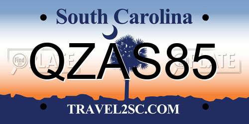 QZAS85 South Carolina License Plate