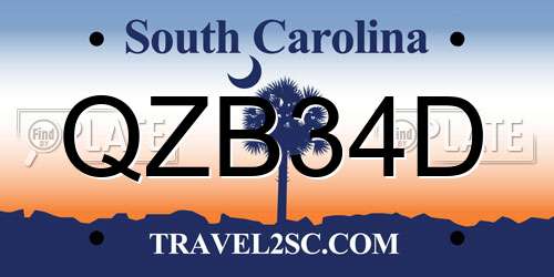QZB34D South Carolina License Plate