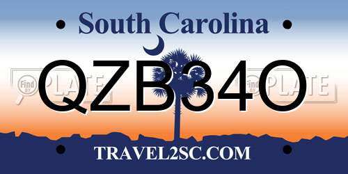 QZB34O South Carolina License Plate