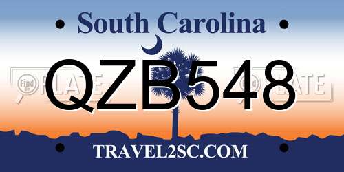 QZB548 South Carolina License Plate