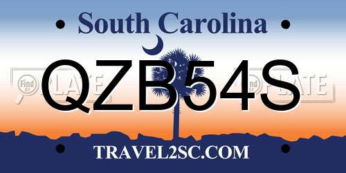 QZB54S South Carolina License Plate
