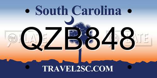 QZB848 South Carolina License Plate