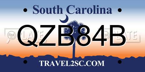 QZB84B South Carolina License Plate