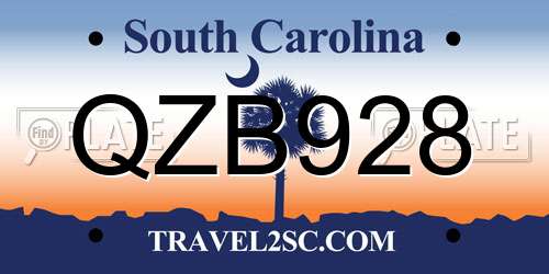 QZB928 South Carolina License Plate