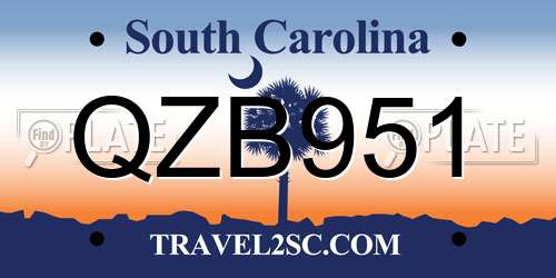 QZB951 South Carolina License Plate