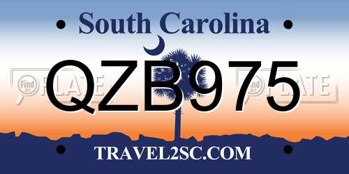 QZB975 South Carolina License Plate
