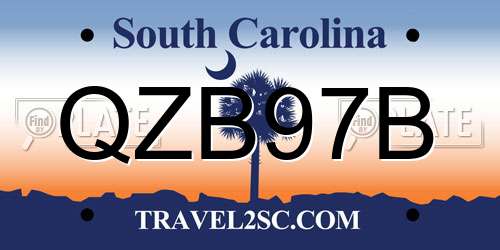 QZB97B South Carolina License Plate