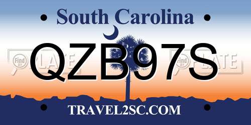 QZB97S South Carolina License Plate
