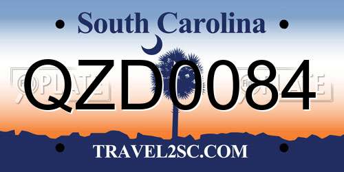 QZD0084 South Carolina License Plate