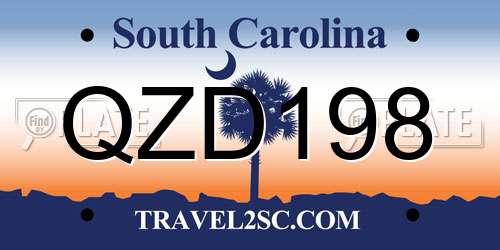 QZD198 South Carolina License Plate