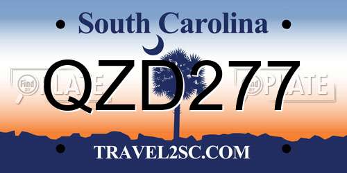 QZD277 South Carolina License Plate