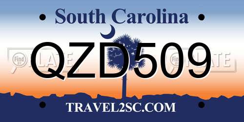 QZD509 South Carolina License Plate