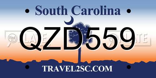 QZD559 South Carolina License Plate