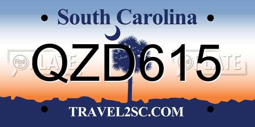 QZD615 South Carolina License Plate