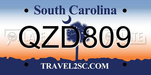 QZD809 South Carolina License Plate