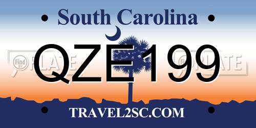QZE199 South Carolina License Plate