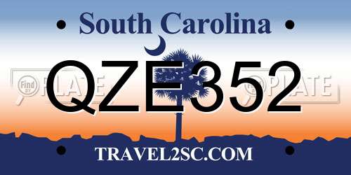 QZE352 South Carolina License Plate