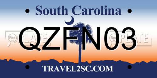 QZFN03 South Carolina License Plate