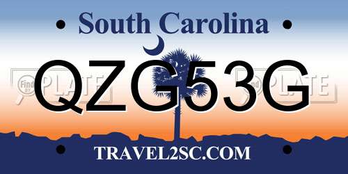 QZG53G South Carolina License Plate