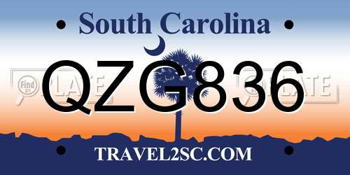 QZG836 South Carolina License Plate