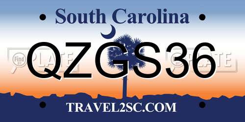 QZGS36 South Carolina License Plate