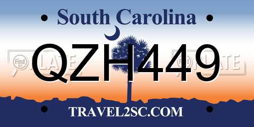 QZH449 South Carolina License Plate