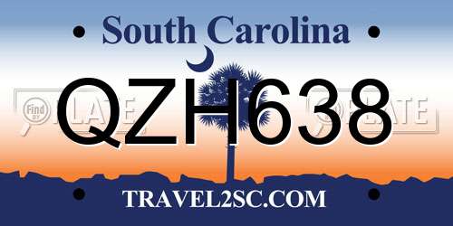 QZH638 South Carolina License Plate