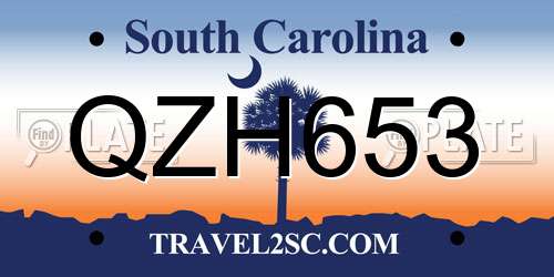 QZH653 South Carolina License Plate
