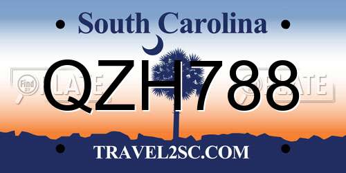 QZH788 South Carolina License Plate