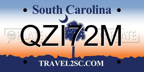QZI72M South Carolina License Plate