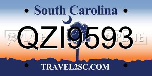 QZI9593 South Carolina License Plate
