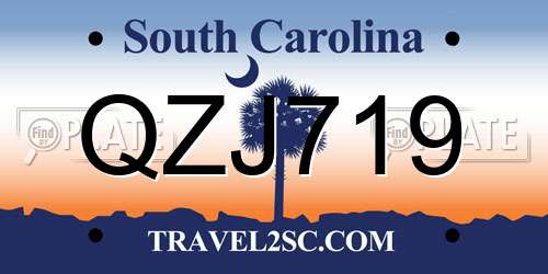 QZJ719 South Carolina License Plate