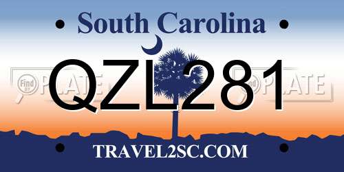 QZL281 South Carolina License Plate