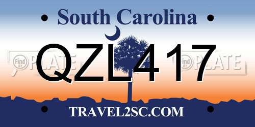 QZL417 South Carolina License Plate