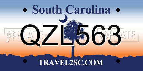 QZL563 South Carolina License Plate