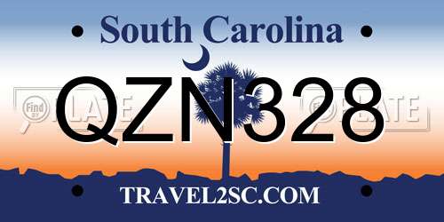QZN328 South Carolina License Plate