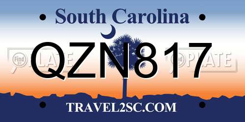 QZN817 South Carolina License Plate