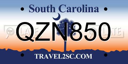 QZN850 South Carolina License Plate