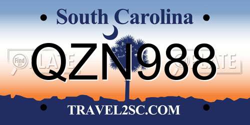 QZN988 South Carolina License Plate