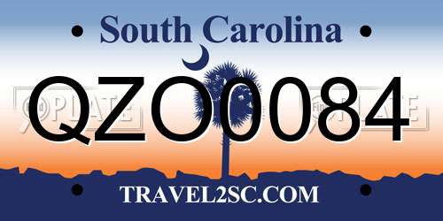 QZO0084 South Carolina License Plate