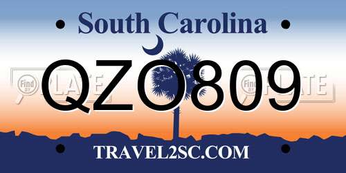 QZO809 South Carolina License Plate