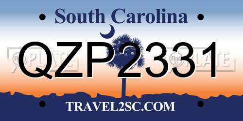 QZP2331 South Carolina License Plate