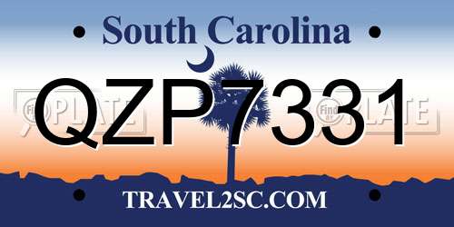 QZP7331 South Carolina License Plate