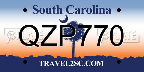 QZP770 South Carolina License Plate