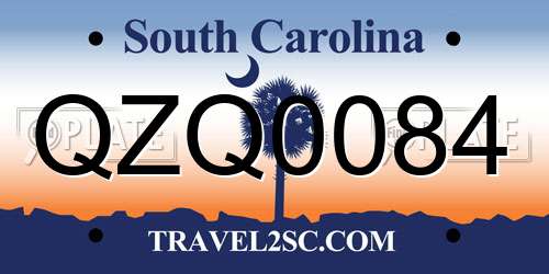 QZQ0084 South Carolina License Plate