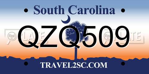 QZQ509 South Carolina License Plate