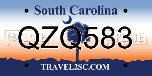 QZQ583 South Carolina License Plate