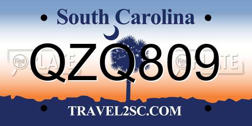 QZQ809 South Carolina License Plate
