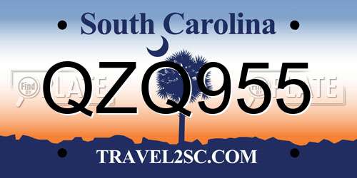 QZQ955 South Carolina License Plate